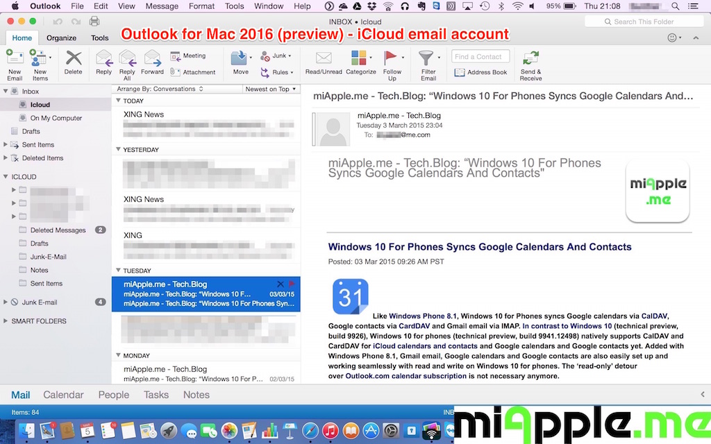 outlook for mac 2016 previous email